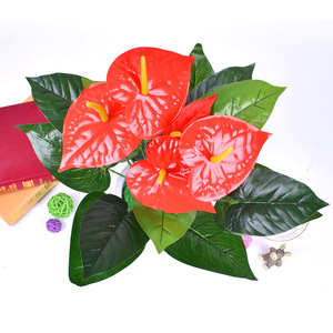 Planta Artificial de Anturio en Maceta, Flor Artificial de Plástico para Decoración de Interiores, Hojas de Alta Simulación, Accesorios para Bodas y Hogar - Product Image 2