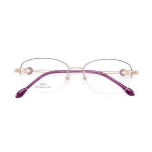Nouvelles montures de lunettes demi-cerclées en alliage 50062, verres en résine quadrilatères de taille moyenne, lunettes optiques unisexes - Product Image 1