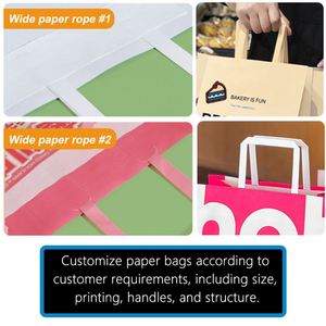 RTS General Size Custom Takeaway Kraft Paper Fast Food Packaging Shopping Bag Clothing Packaging Paper Bag Hand Length <b>Ribbon</b> - Product Image 4