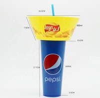 600ml pp Matériel Bol Forme Couvercle et Tasse Forme Bouteille D'eau Fabrication Stade Snack Cup Cinéma Snack Cup