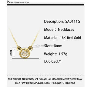 Nuovo Arrivo 18K Gold Panda di Figura Dell'orso Pendente Della Collana con Diamante Gioielli Carino per I Bambini - Product Image 6