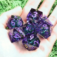 LuxeRoll Liquid Core Amethyst DND Dice Set 7Pcs Handmade Resin Dice Purple Polyhedral Dice for TRPG RPG Tabletop Game Wholesale
