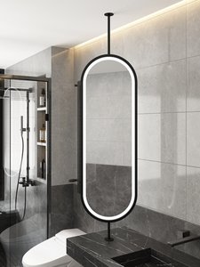 <span class=keywords><strong>Espejo</strong></span> de Vanidad Iluminado LED IP44 con Barra Colgante, Marco de Hierro, Forma Ovalada, Rotación, Montaje en Techo, Doble Cara, para <span class=keywords><strong>Baño</strong></span> y Hotel - Product Image 1