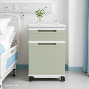 <span class=keywords><strong>Mayland</strong></span> ABS-Kunststoff Krankenhaus-Nachttisch mit ausklappbarem Esstablett, Getränkehalter, Thermometerhalter, Handtuchhalter und verstellbarem Ablagefach für Patienten - Product Image 2