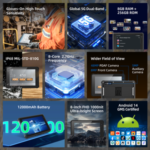 Промышленный защищенный планшет Android H81 (OEM/ODM), восьмиядерный процессор MTK, 8+48 МП, 8+256 ГБ, яркость 1000 нит, читаемость на солнце, Wi-Fi, сканер штрих-кодов, NFC - Product Image 5