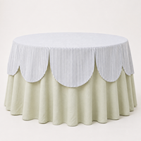 Nappe de table ronde à bord festonné rayée imprimée sur mesure pour événements extérieurs, mariages, fêtes, baby showers, avec faible MOQ