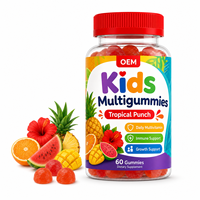 Gummies multivitaminées végétales pour enfants, saveur Punch Tropical, Nutriments quotidiens pour enfants, Vitamines en gummies, Vente en gros, Marque privée, OEM