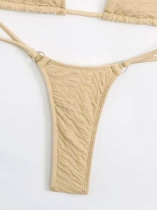 Maillot de bain sexy 2 pièces pour femme 2025, bikini triangle à nouer sur le côté, motif uni, polyester/nylon, antibactérien - Product Image 3