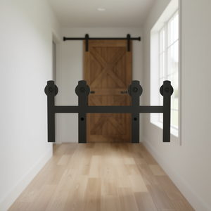 Kit de Herrajes para Puerta Corredera Doble Tipo I de 8 Pies, Acero al Carbono, Polea Suave y Silenciosa, Estilo Rústico Interior - Product Image 2