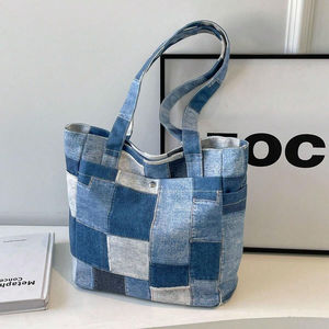 L'usine peut personnaliser des sacs à main en toile denim tendance pour femmes avec des sacs de shopping de grande capacité. - Product Image 1