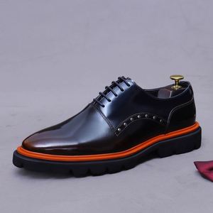 Chaussures habillées de luxe originales pour hommes en cuir véritable, pour mariage, bureau, soirée, avec semelle intérieure amovible, respirantes et confortables, bout carré - Product Image 3