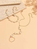 Chaîne de cheville pour femme avec anneau d'orteil, fausse perle, breloque étoile de mer et coquillage, en alliage doré, étanche, classique, pour l'été et les fêtes à la plage
