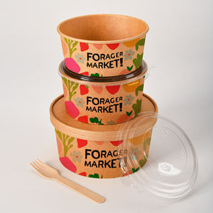 Eco Friendly logo Custom Made Kraft Salad <span class=keywords><strong>Poke</strong></span> Tigela De Papel com Tampa De Papel Personalizada & Tampa De Plástico - Product Image 5