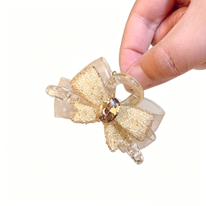 Nouveau produit, design de niche populaire, pince à cheveux élégante avec nœud papillon couleur champagne, pince à cheveux légère et luxueuse pour femmes, bijoux de mode - Product Image 6