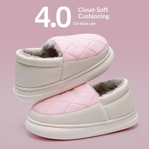 Waterproof Quilted <strong>Puffer</strong> House Slippers Men Women Closed Heel Thick Platform Plush Warm Winter Indoor Outdoor Cotton <strong>Shoes</strong> - Product Image 3