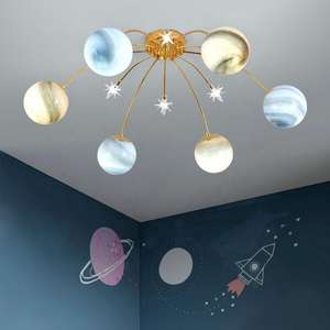 Nouvel arrivage de plafonnier décoratif nordique pour chambre d'enfant avec abat-jour planète en verre led moderne - Product Image 2