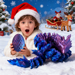 Jouets de dragon articulés en cristal imprimés en 3D, figurines d'animaux surprise, jouets d'œufs de dinosaure anti-stress pour enfants - Product Image 6
