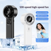 Ventilateur portable à main, 100 vitesses, rechargeable par USB, mini ventilateur avec affichage numérique, moteur sans balais, pour la maison, le bureau, les voyages, l'extérieur