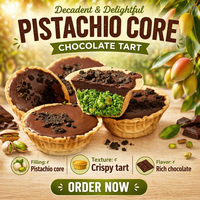 Tarta Crujiente de Chocolate Negro Sólido para Snacks Casuales al por Mayor con Relleno de Crema de Pistacho y Manteca de Cacao