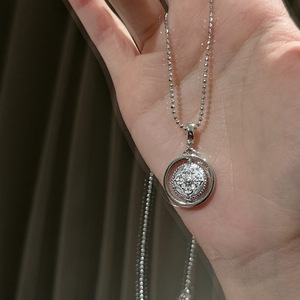 Collar de Plata de Ley S925 con Brújula de los Ocho Tesoros Giratoria, Diseño de Estilo Chino de Lujo, Textura Ligera, Colgantes de Moda - Product Image 5