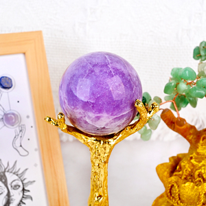 Sphères de cristal en vente en gros, sphère de cristal de lépidolite violette naturelle pour la décoration - Product Image 4
