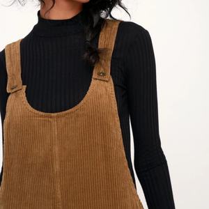 Robe streetwear personnalisée pour femmes Robe chasuble en velours côtelé marron élégante - Product Image 3