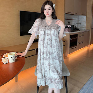 Ensemble de pyjama d'été de haute qualité pour femmes, <span class=keywords><strong>jolie</strong></span> robe de nuit, pantalon de pyjama, <span class=keywords><strong>nuisette</strong></span> avec dentelle pour femmes - Product Image 3