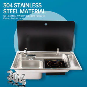 Évier et plaque de cuisson à induction combinés en acier inoxydable SS304 de qualité supérieure pour caravanes, <span class=keywords><strong>camping</strong></span>-cars, bateaux, yachts, cuisinière électrique marine avec évier intégré - Product Image 5