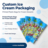 Sacs d'emballage pour barres glacées avec fenêtre transparente, impression personnalisée colorée, sachets pour sucettes glacées thermoscellables, conformes aux normes alimentaires