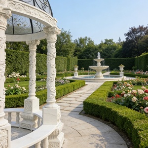 Pavillon en marbre personnalisé de style classique, sculpté à la main, colonne romaine de jardin, gazebo de mariage en pierre blanche - Product Image 3