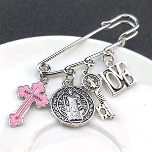 Medallón de <span class=keywords><strong>San</strong></span> <span class=keywords><strong>Benito</strong></span> Católico, Broche de Clip, Pin de Seguridad, Accesorios de Joyería, Regalos, I LOVE JESUS - Product Image 4
