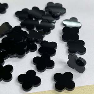 Trébol de cuatro hojas de ónix negro de 13*13*2mm para joyería DIY - Product Image 6
