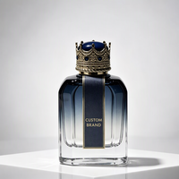 LF Luxe Private Label Royal Jeweled Crown Lid Perfume Custom Arab Niche Scent Intense Musk Amber Oud 100ml Blue Mist Gift