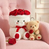 Nouvel ours en peluche tenant une rose pour la Saint-Valentin, bouquet de mariage, cadeau d'anniversaire, polyester, vente en gros