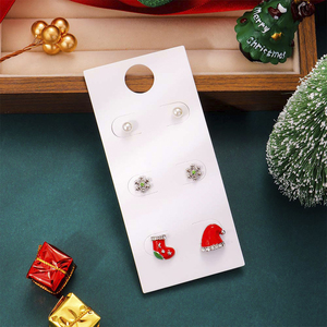 Festivo lindo aleación chapada en oro Navidad Stud pendientes copo <span class=keywords><strong>de</strong></span> nieve media Santa sombrero <span class=keywords><strong>perla</strong></span> diario Casual pendientes para mujeres jóvenes - Product Image 2