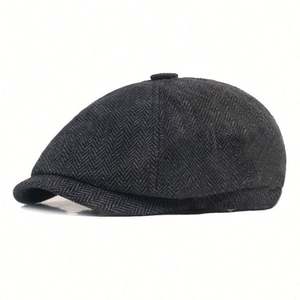 Béret en coton pour homme, style Gatsby euro-américain, casquette de newsboy à chevrons, accessoire décontracté pour le quotidien et l'extérieur - Product Image 5