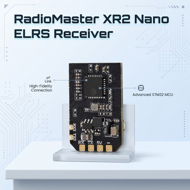 RadioMaster XR2 Nano ELRS Receiver 2.4GHz ExpressLRS Built-in Tower Antenna Semtech LR1121 ESP32C3 CRSF 0.8g RX for FPV Drone
