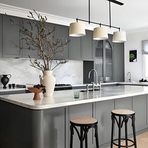 Ensemble complet de cuisine moderne noire 2025, conceptions de cuisines pour la maison, armoires de cuisine modernes, fabrication chinoise - Product Image 1