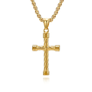 yunnique popular stainless steel cross necklace for men, niche retro design, street style, <b>titanium</b> steel pendant - Product Image 5