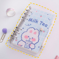 Cuaderno Transparente de PVC en Oferta, con Cubierta de Conejo de Dibujos Animados, 40 Hojas, A5/A6, 100 g/m², Espiral, Hojas Sueltas, Agenda Escolar