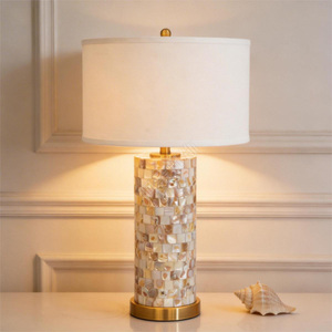 <b>Table</b> Lamp Seashell Mosaic Base E26 LED Bulb Warm Light Living Room Bedroom <b>Study</b> Decor - Product Image 1