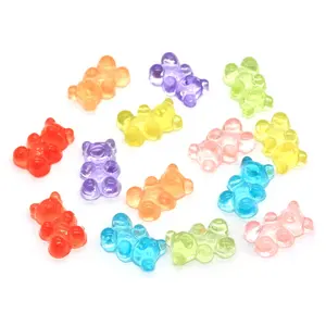 Hot Sell Soft Bear Stickers Jelly Color 17mm Chunky Bear Ornament Flat Back Animal Embellishment Phone Cave Decorations