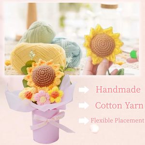 <span class=keywords><strong>Fiori</strong></span> all'Uncinetto in Vaso, Bouquet <span class=keywords><strong>di</strong></span> Girasoli all'Uncinetto con Vaso <span class=keywords><strong>di</strong></span> Carta, Bouquet Lavorato a Mano Regalo per Nonna Famiglia Collega - Product Image 3