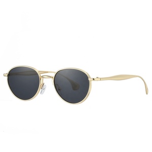Nouvelles lunettes de soleil unisexes vintage rondes en métal 2025, lunettes de soleil personnalisées avec logo, vente en gros - Product Image 3