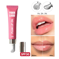 Huile à lèvres repulpante végane longue durée, effet extrême brillant, marque privée, hydratante, SPF30, huile à lèvres rose, maquillage