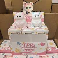 Mainan Kucing Putih Lembut, Mainan Pijat Anak Kucing TPR, Mainan Hewan Lucu Pereda Stres Grosir