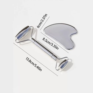Maßgefertigtes Edelstahl-Gesichtsmassage-Roller und <span class=keywords><strong>Gua</strong></span>-<span class=keywords><strong>Sha</strong></span>-Set Großhandel Edelstahl-Metall-Gesichts-Guasha-Roller Hautpflege-Tool - Product Image 3