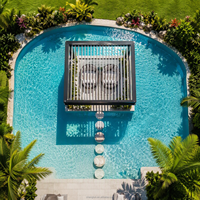 Pergola motorisée en aluminium pour piscine, toit à lames rétractables, anti-corrosion, lames réglables, panneaux en verre, LED, pour complexe hôtelier