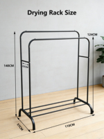 Porte-vêtements en métal noir à double couche, personnalisable en gros, pour étagères à chaussures et présentoirs à vêtements, chambre à coucher