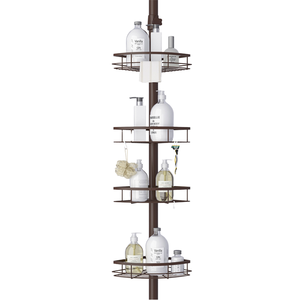 Organizador de Ducha de Esquina de 4 Niveles, Estantes de Acero Inoxidable Resistentes al Óxido, Soporte sin Perforaciones, Gran Capacidad de Almacenamiento, Barra de Tensión, Moderno para Baño - Product Image 1